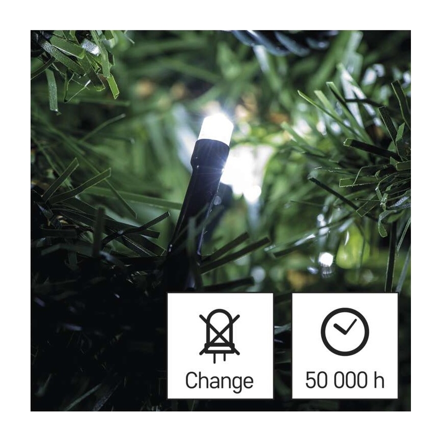 LED buitensnoer 40xLED/9m IP44 koud wit