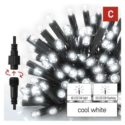 LED-buitensnoer 50xLED/3x0,4m IP44 koud wit