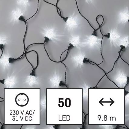 LED-buitensnoer 50×LED/8 functies, 14,8 m, IP44, koelwit