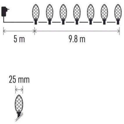 LED-buitensnoer 50×LED/8 functies, 14,8 m, IP44, koelwit