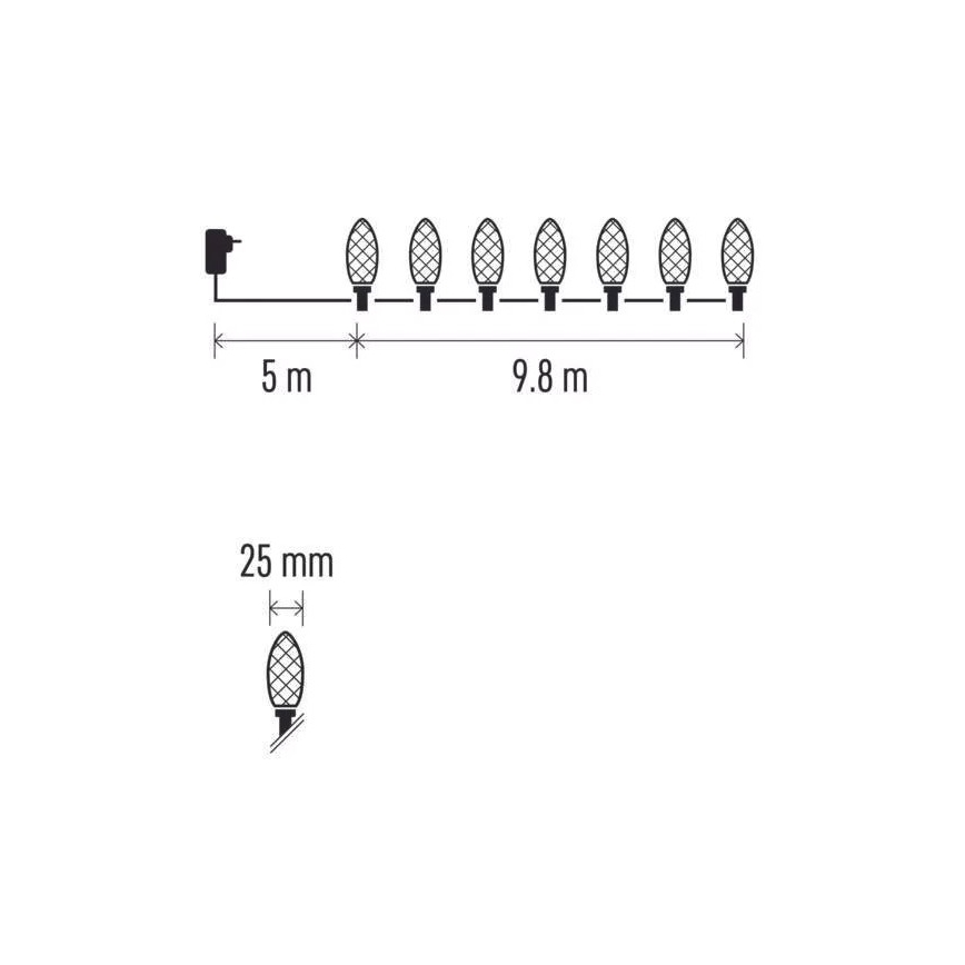 LED-buitensnoer 50×LED/8 functies, 14,8 m, IP44, koelwit