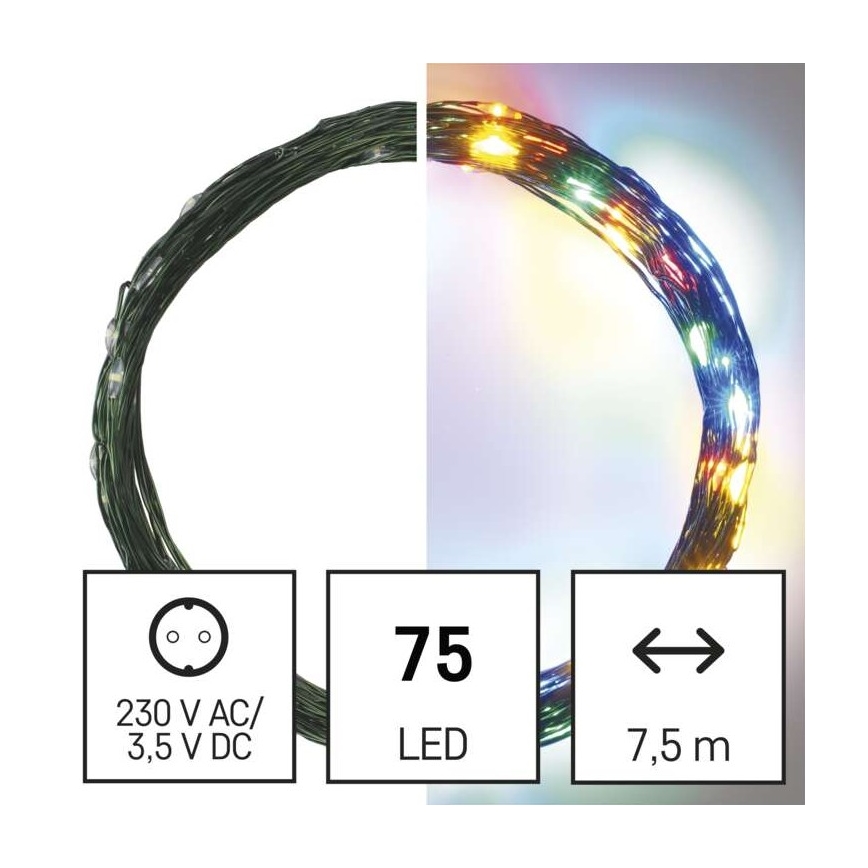 LED buitensnoer 75xLED/12,5m IP44 meerkleurig