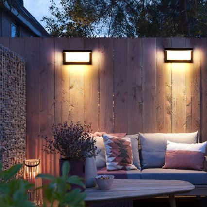 LED Wandlamp voor buiten met Lamp met schemersensor NEELY 1xE27/9W/230V IP54 zwart