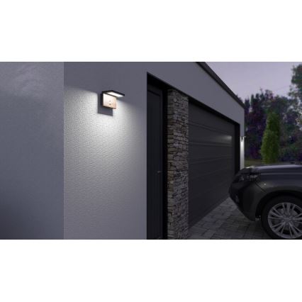 LED Wandlamp voor buiten met sensor NATURA LED/12W/230V 4000K IP54 bruin/antraciet