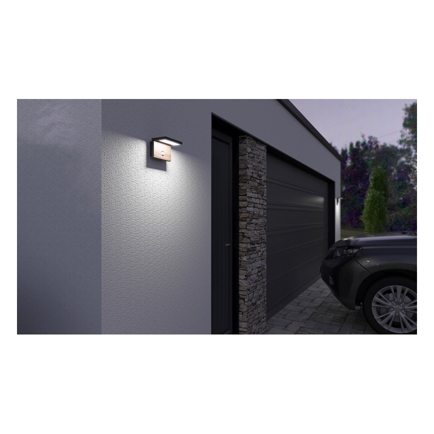 LED Wandlamp voor buiten met sensor NATURA LED/12W/230V 4000K IP54 bruin/antraciet