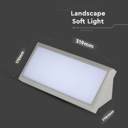 LED Buitenwandlamp LED/20W/230V 6400K IP65 grijs
