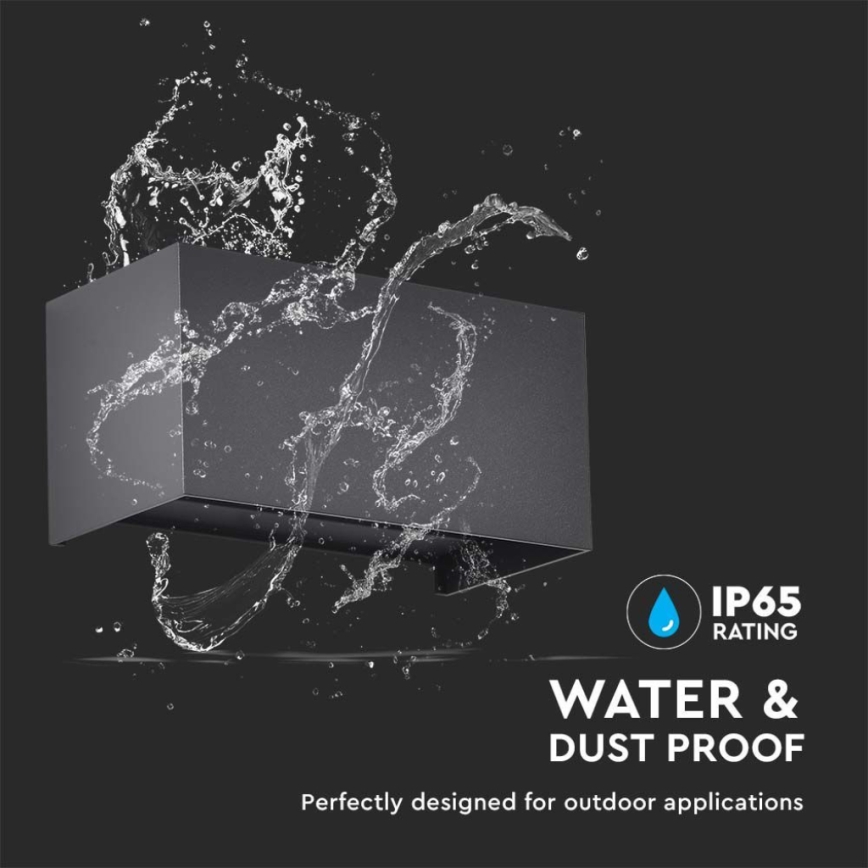 LED-buitenwandlamp 24 W / 230 V / 3000 K, IP65, zwart