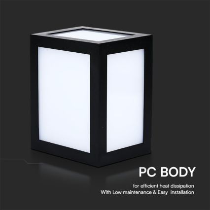 LED buitenwandlamp LED/12W/230V 6400K IP65 zwart