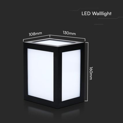 LED buitenwandlamp LED/12W/230V 6400K IP65 zwart