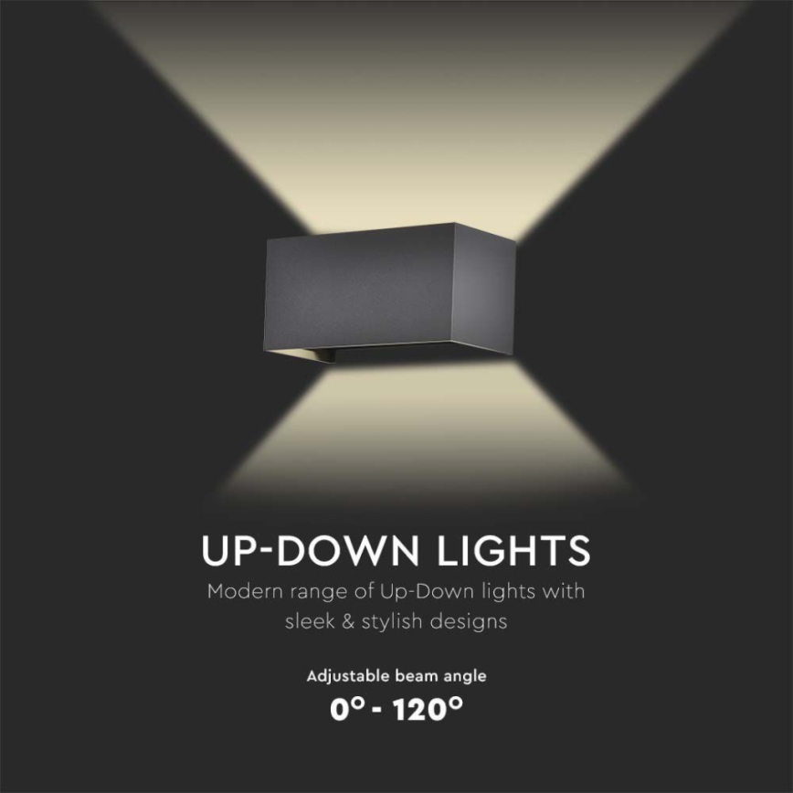 LED buitenwandlamp LED/24W/230V 4000K IP65 zwart
