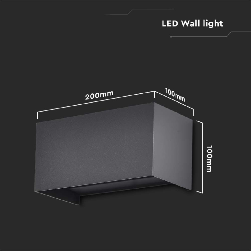 LED buitenwandlamp LED/24W/230V 4000K IP65 zwart