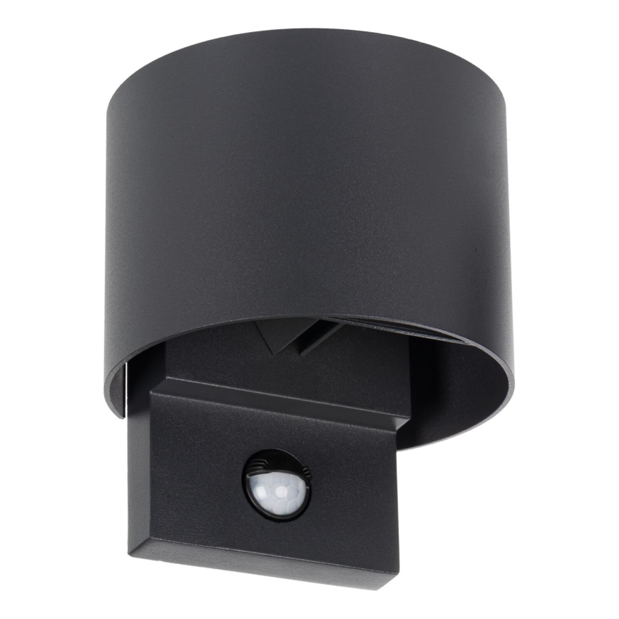 LED buitenwandlamp met bewegings- en schemersensor REKA LED/7W/230V IP54 antraciet rond