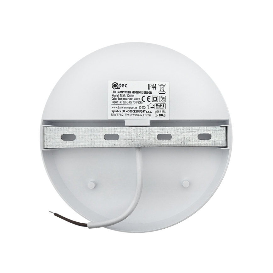 LED buitenwandlamp met bewegingssensor, 18W, 230V, IP44, wit