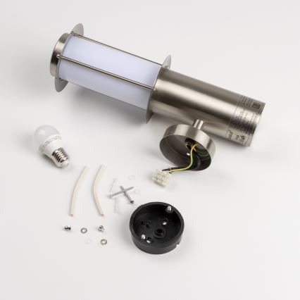 LED buitenwandlamp met bewegingssensor 1xE27/4,9W/230V IP44 mat chroom