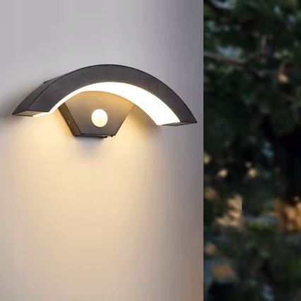 LED buitenwandlamp met bewegingssensor LED/10W/230V IP54 zwart