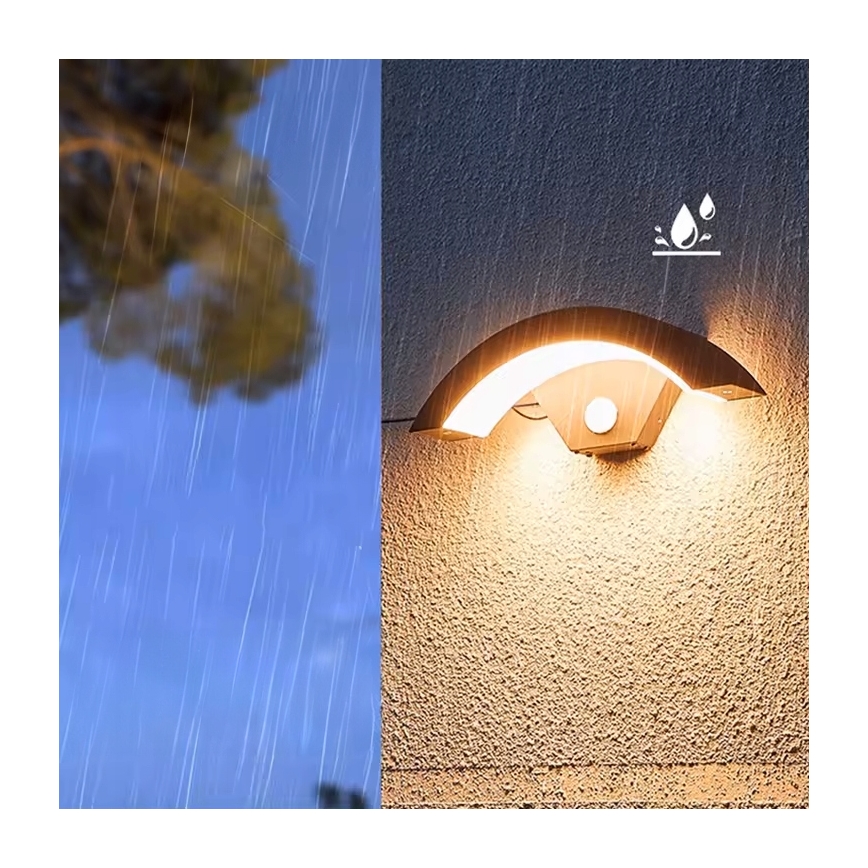 LED buitenwandlamp met bewegingssensor LED/10W/230V IP54 zwart
