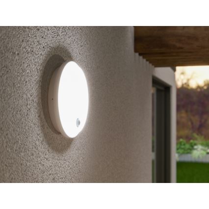 LED buitenwandlamp met bewegings- en schemersensor LED/15W/230V IP65 wit