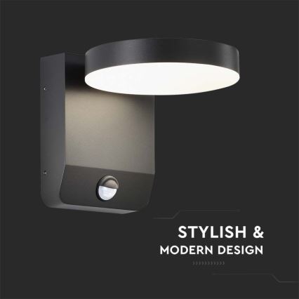 LED Buitenwandlamp flexibel met sensor LED/17W/230V IP65 3000K zwart