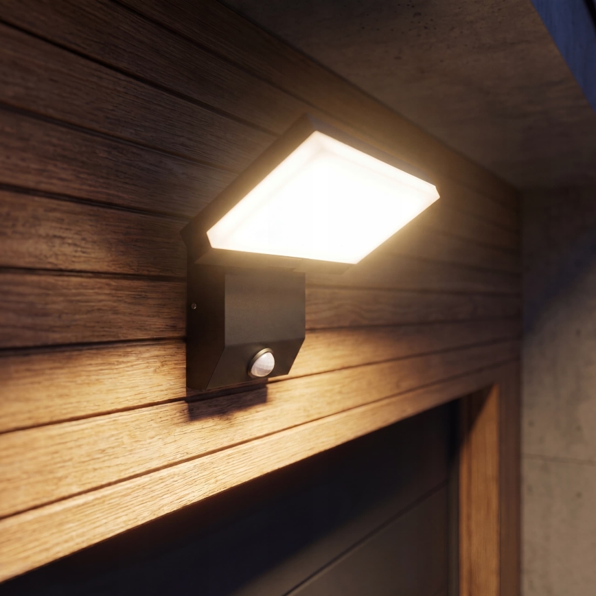 LED buitenwandlamp met bewegingssensor LED/18W/230V IP44 zwart