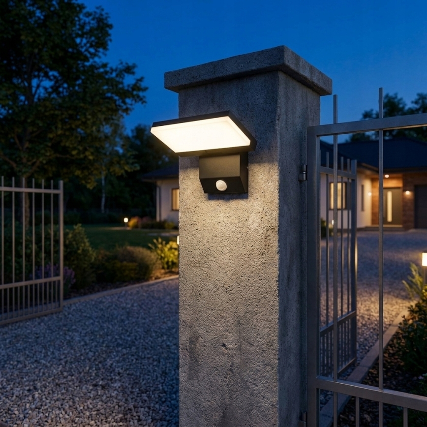 LED buitenwandlamp met bewegingssensor LED/18W/230V IP44 zwart