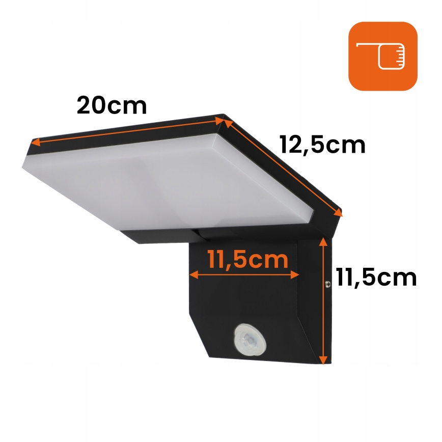 LED buitenwandlamp met bewegingssensor LED/18W/230V IP44 zwart
