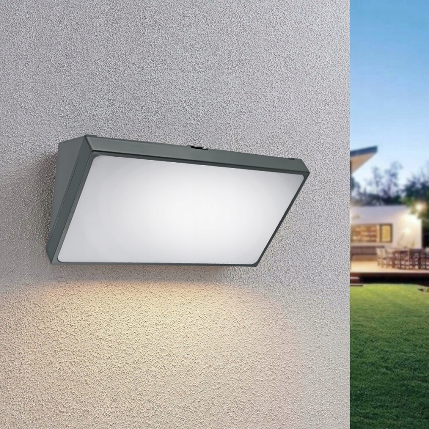 LED Buitenwandlamp met bewegingssensor LED/20W/230V IP65 grijs