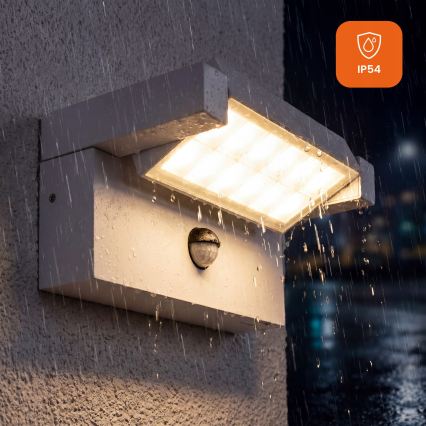 LED buitenwandlamp met bewegings- en schemersensor LED/25W/230V 3000/4000/6500K IP54 wit