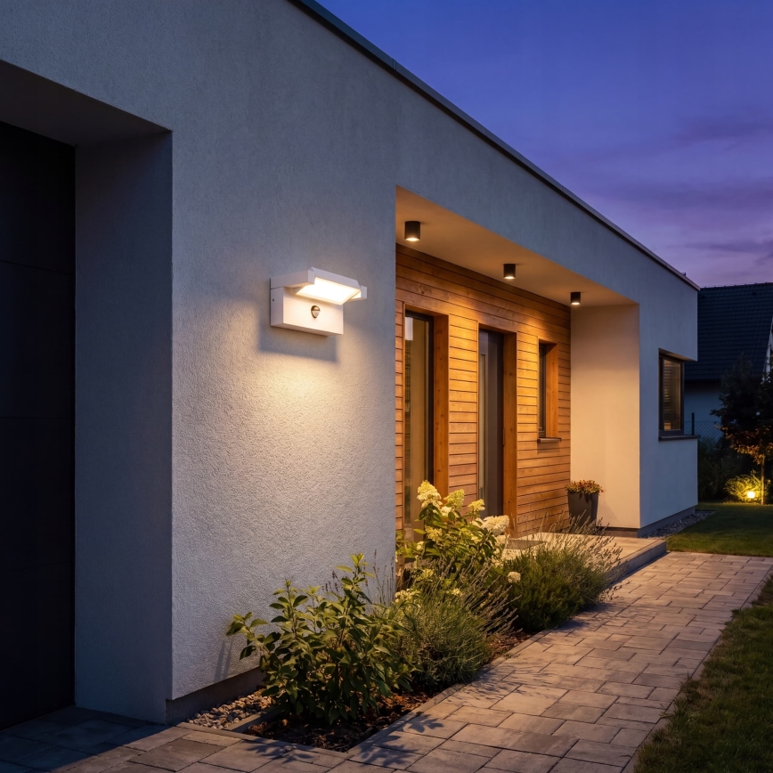 LED buitenwandlamp met bewegings- en schemersensor LED/25W/230V 3000/4000/6500K IP54 wit