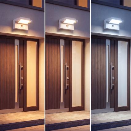 LED buitenwandlamp met bewegings- en schemersensor LED/25W/230V 3000/4000/6500K IP54 wit