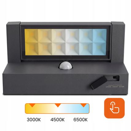 LED Buitenwandlamp met bewegings- en schemersensor LED/25W/230V 3000/4000/6500K IP54 zwart