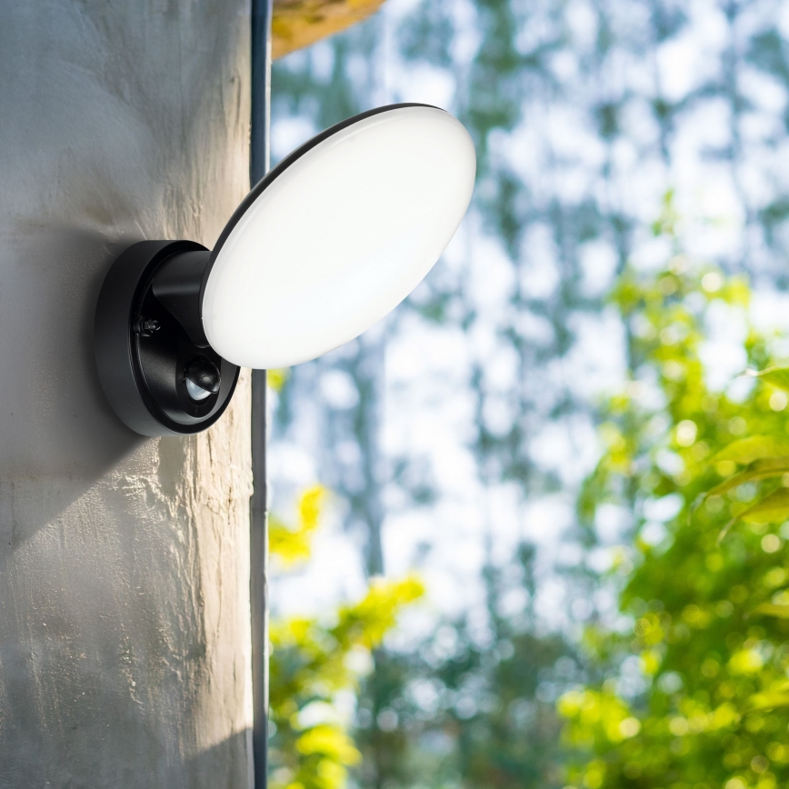 LED buitenwandlamp met bewegings- en schemerschakelaar OLAF LED/10W/230V IP44 zwart