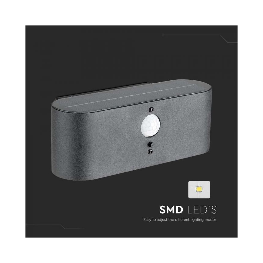 LED Buitenwandlamp op zonne-energie met sensor LED/2,5W/3,7V 3000K IP54 2000 mAh