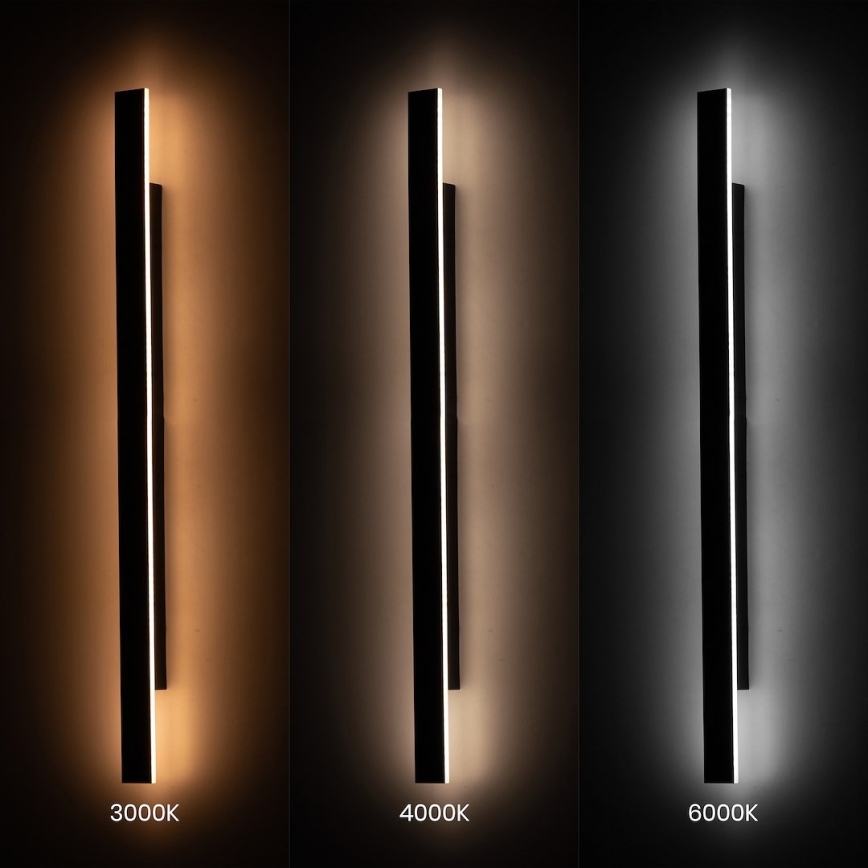 LED buitenwandlamp WOW LED/20W/230V 3000/4000/6000K 120 cm IP54 zwart
