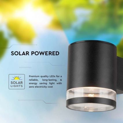 LED Buitenzonnewandlamp LED/1W/3,7V 3000K IP54 1200 mAh zwart