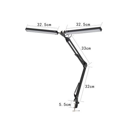 LED bureaulamp met klem 2xLED/10W/230V 2800-6800K