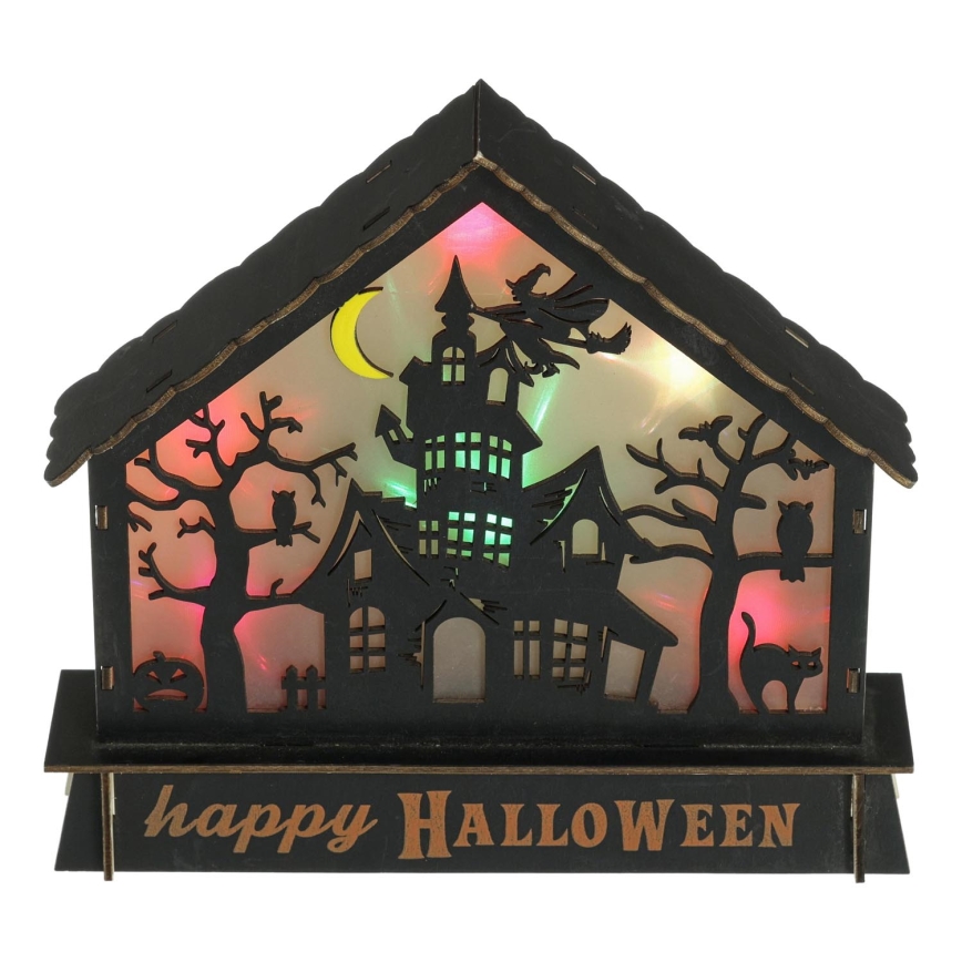 LED Decoratie HALLOWEEN LED/2xAA/multicolor spookhuis