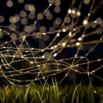 LED decoratief lichtsnoer op zonne-energie 200xLED/1,2V 800 mAh 12 m IP44 zwart
