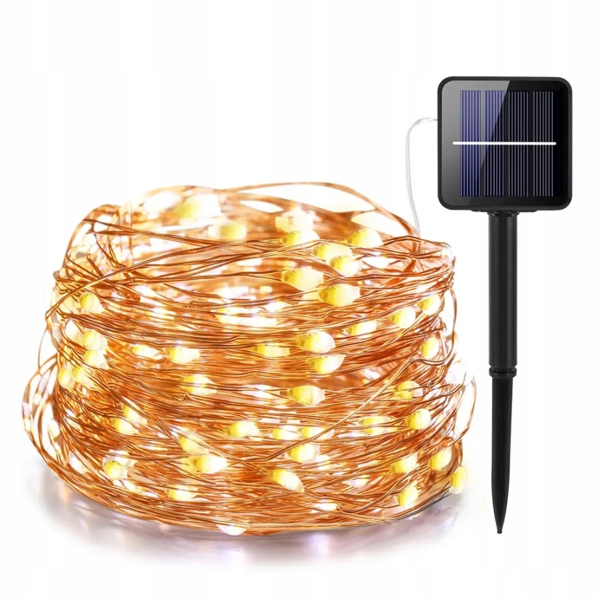 LED decoratief lichtsnoer op zonne-energie 200xLED/1,2V 800 mAh 12 m IP44 zwart