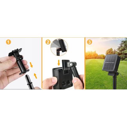 LED decoratiesnoer op zonne-energie, 30×LED, 8 functies, 500 mAh, 6,5 m, IP67, warm wit