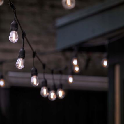 LED decoratieve buitenlichtsnoer 15xE27/1W/230V 15,94 m IP44 zwart