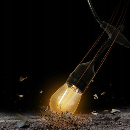 LED decoratieve buitenlichtsnoer 15xE27/1W/230V 15,94 m IP44 zwart