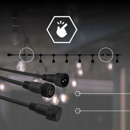 LED decoratieve buitenlichtsnoer 15xE27/1W/230V 15,94 m IP44 zwart