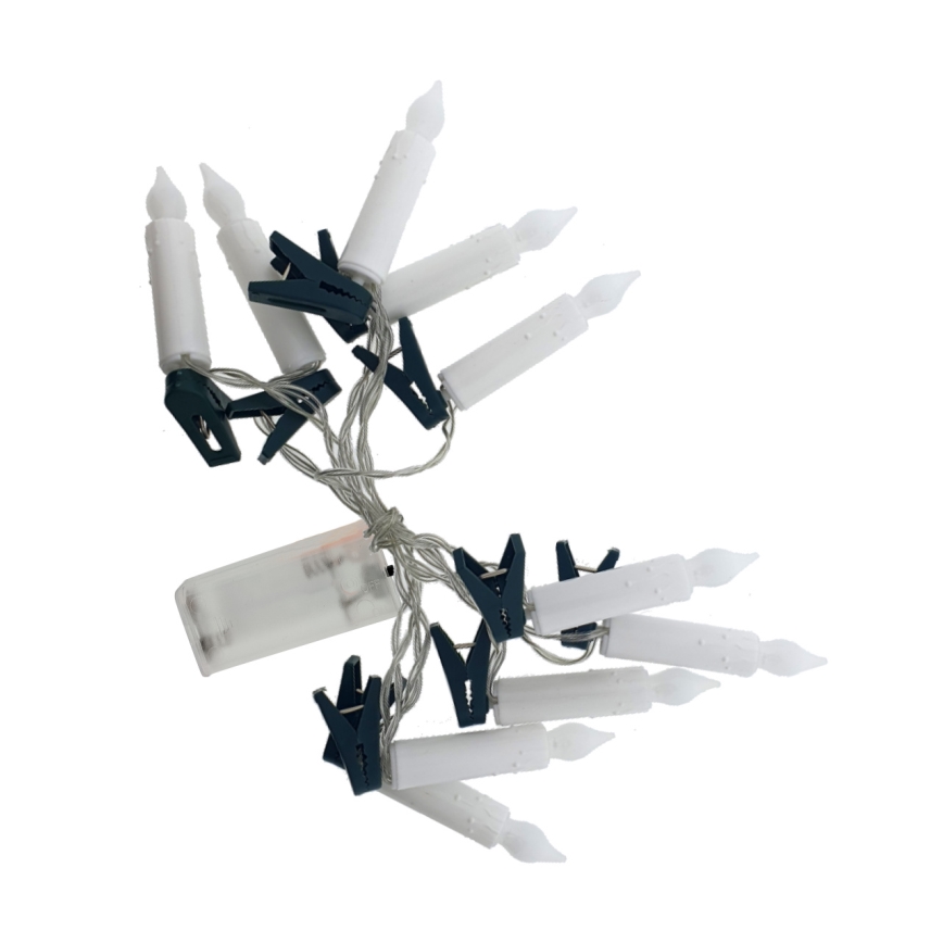 LED-decoratieve lichtslinger 10xLED/2xAA, 1,65 m, warm wit, kaarsjes