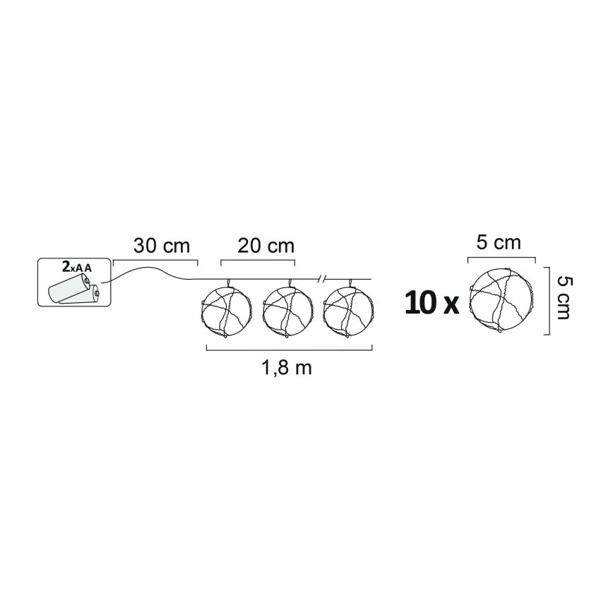 LED Decoratieve Verlichting AHNE 10x LED / 2x AA