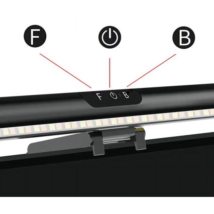 LED Dimbaar aanraken monitor verlichting LED/5W/5V 3000/4000/5000/6000K 42 cm zwart