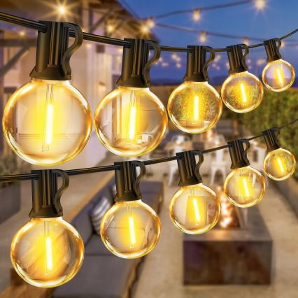 LED dimbare decoratieve lichtslinger voor buiten 25xE12/1W/24/230V 17,5 m IP65 zwart + afstandsbediening
