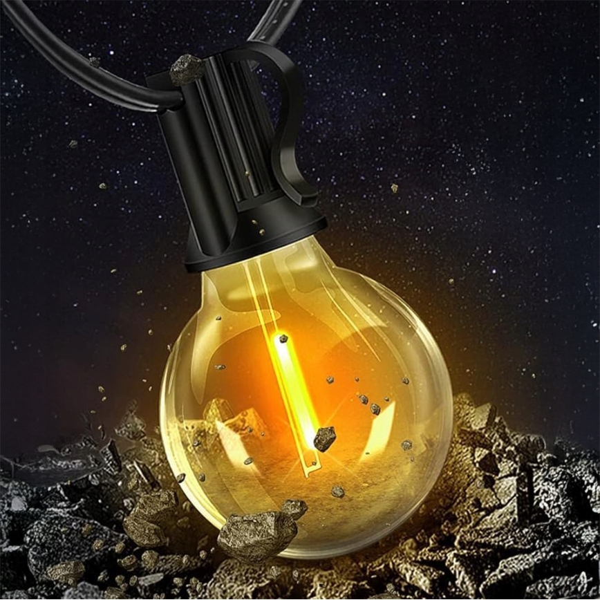 LED dimbare decoratieve lichtslinger voor buiten 25xE12/1W/24/230V 17,5 m IP65 zwart + afstandsbediening