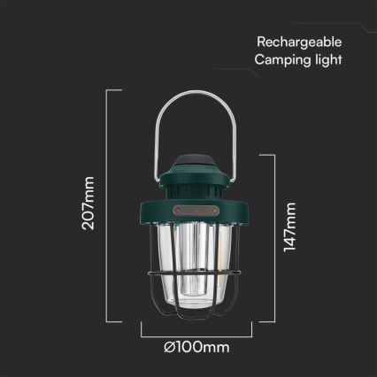 LED Dimbaar buitenshuis pendant rechargeable lamp LED/5W/5V 2700-6500K IP44