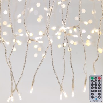 LED Dimbaar buitenshuis Kerst gordijn CURTAIN 360xLED/8,4W/230V 2x2 m IP44 warm wit + afstandsbediening