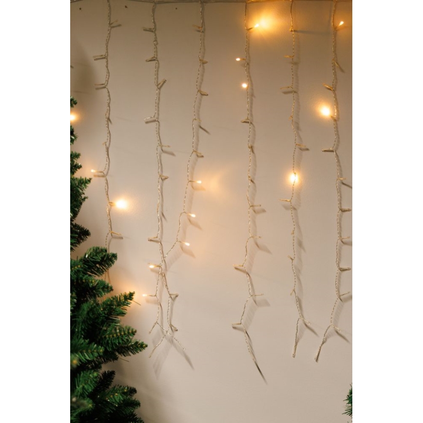 LED Dimbaar buitenshuis Kerst gordijn CURTAIN 360xLED/8,4W/230V 2x2 m IP44 warm wit + afstandsbediening